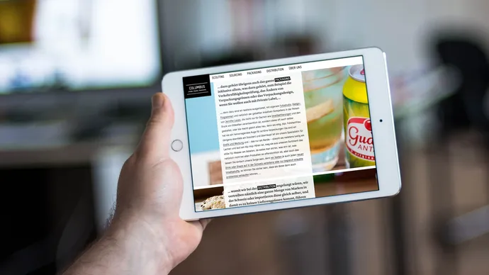 columbus vertriebs ag drinks snacks discovery corporate design webdesign tablet