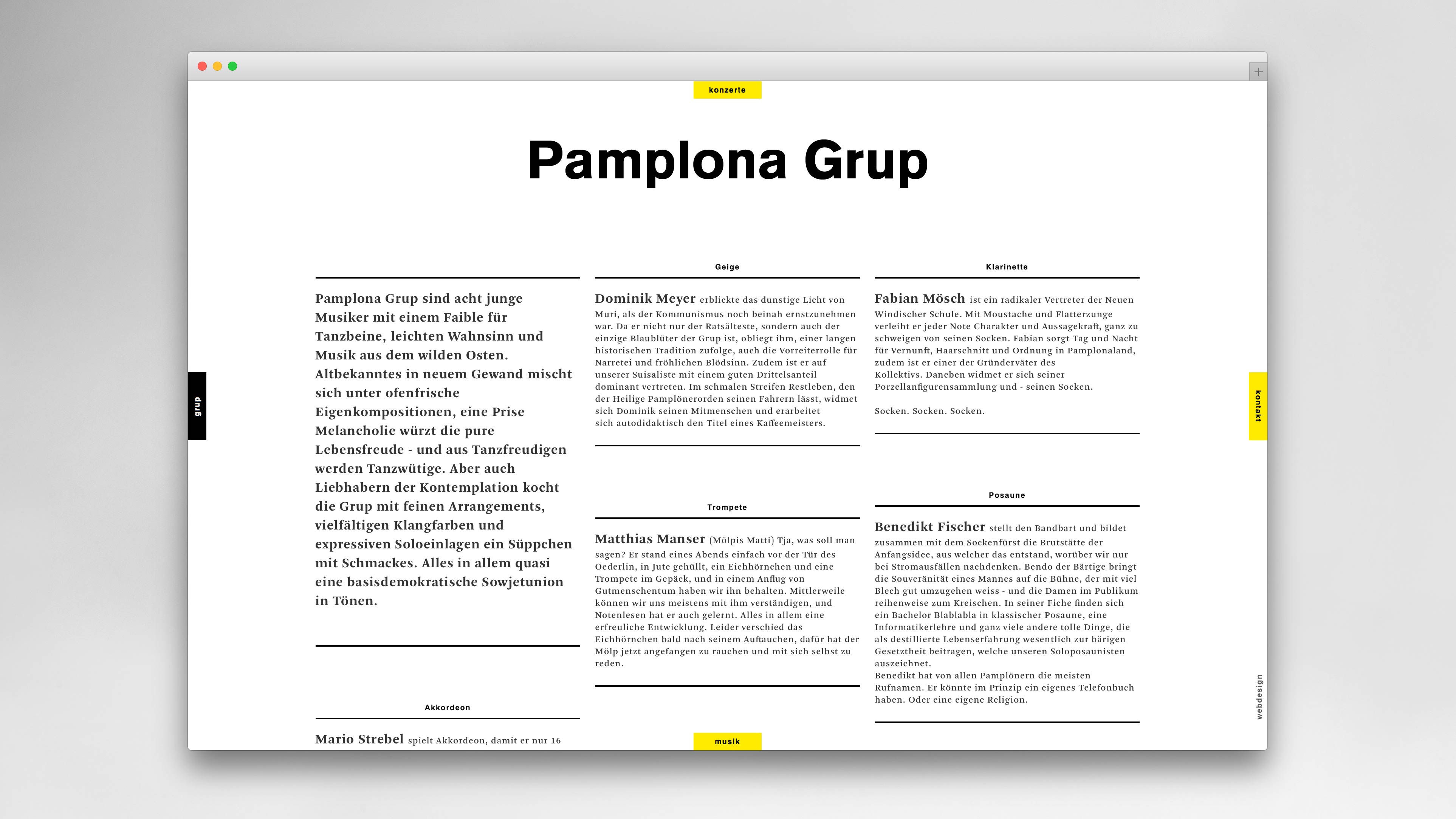 l’équipe [visuelle] – Pamplona Grup – Artwork, Digipack, Plakatgestaltung, Worldmusic, Webdesign, Responsive, Web-Programming, Migros Körbli