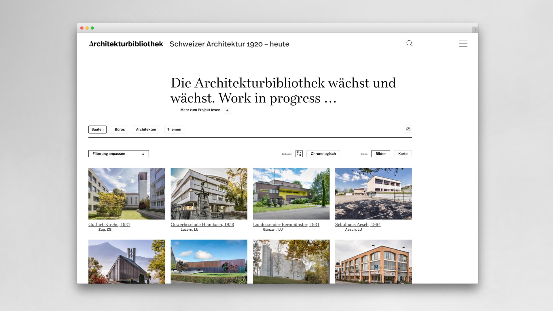 Die Architekturbibliothek, das neue online Lexikon der Schweizer Architektur – Web und Corporate Design – l’équipe visuelle – Grafikatelier