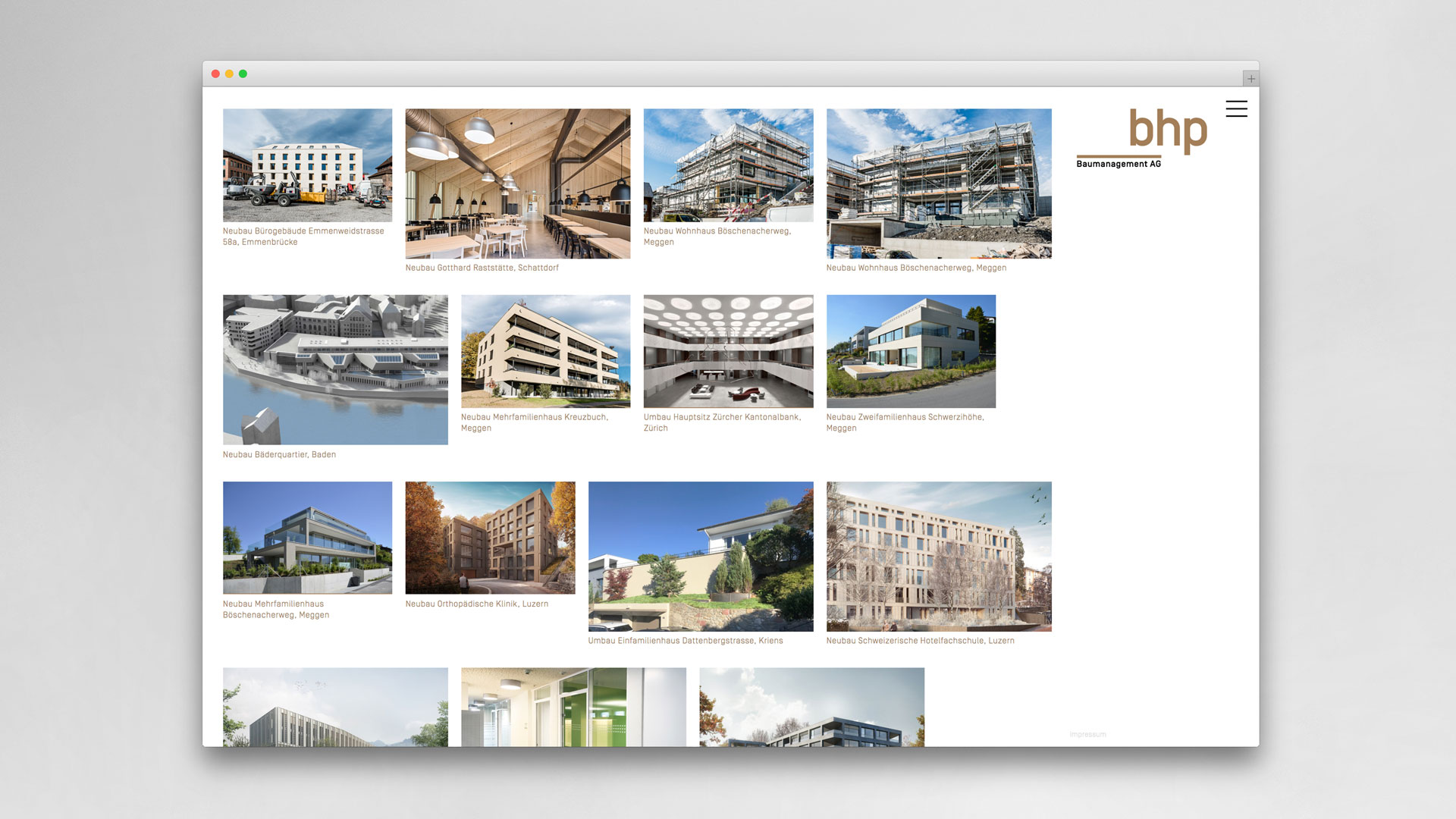 l’équipe [visuelle] – Grafik Agentur Emmenbruecke Luzern – Corporate Design, Webseite, Logo für die bhp Baumanagement AG