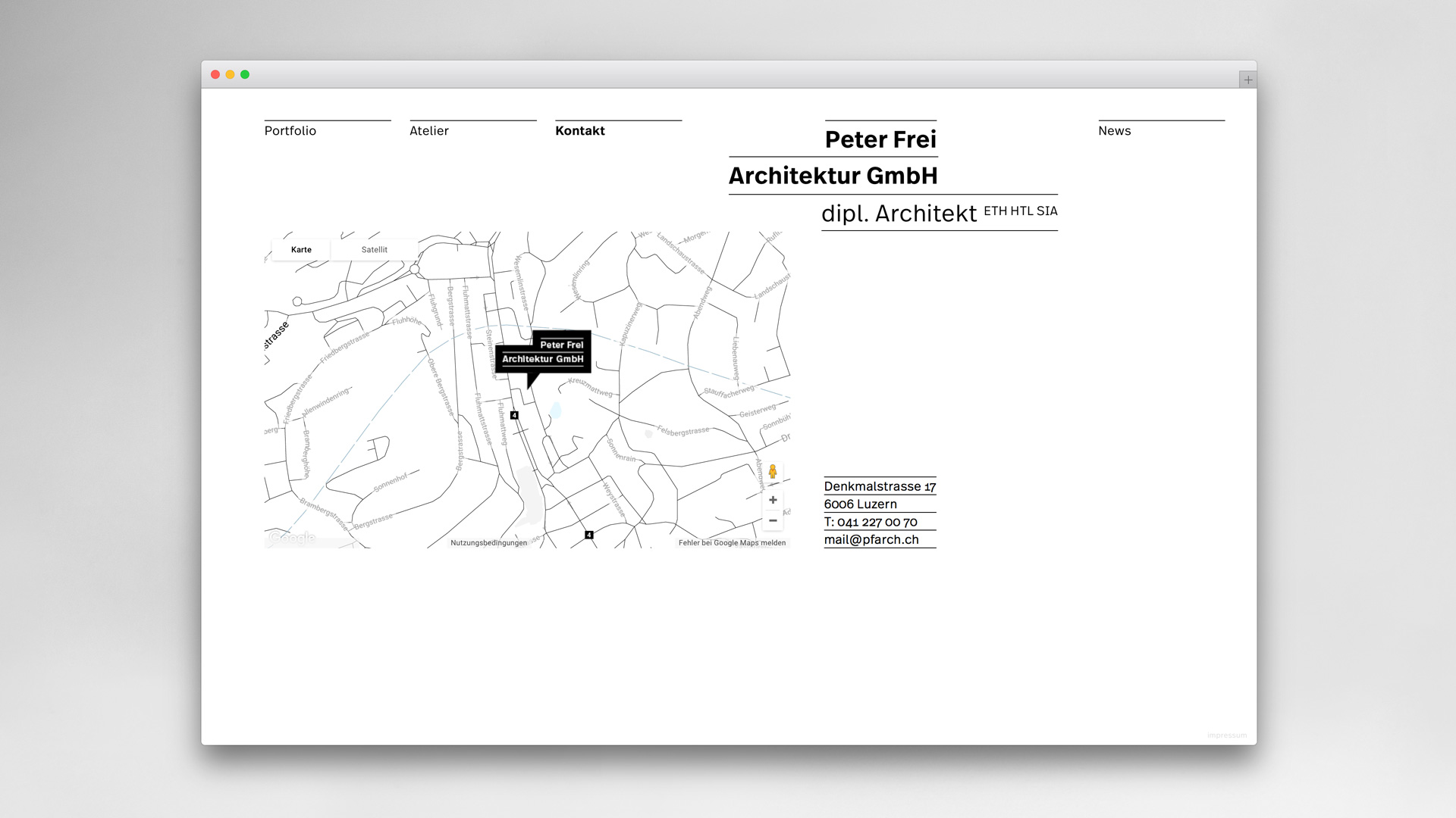 l’équipe [visuelle] – Grafik Agentur Emmenbruecke Luzern – Corporate Design, Webseite, Logo für das Architekturbüro Peter Frei in Luzern